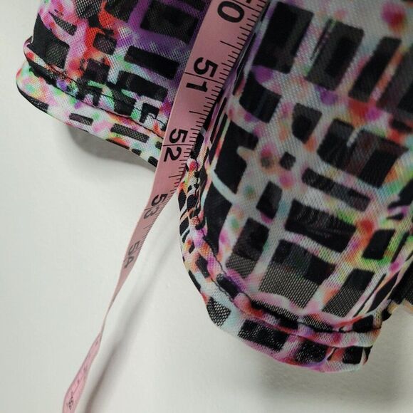 NYC multicolor maximalist electric artsy funky semi sheer side slits duster L - Picture 5 of 6